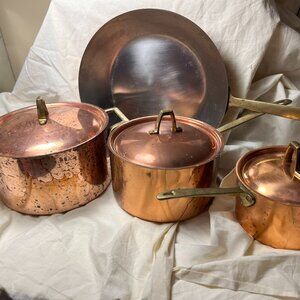 Sold Paul Revere copperware. Vintage 7 piece set. 1801 signature.